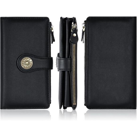 Wallets Women RFID Waxed Leather Clutch Wallet Multi Card Organizer - Picture 6 of 7